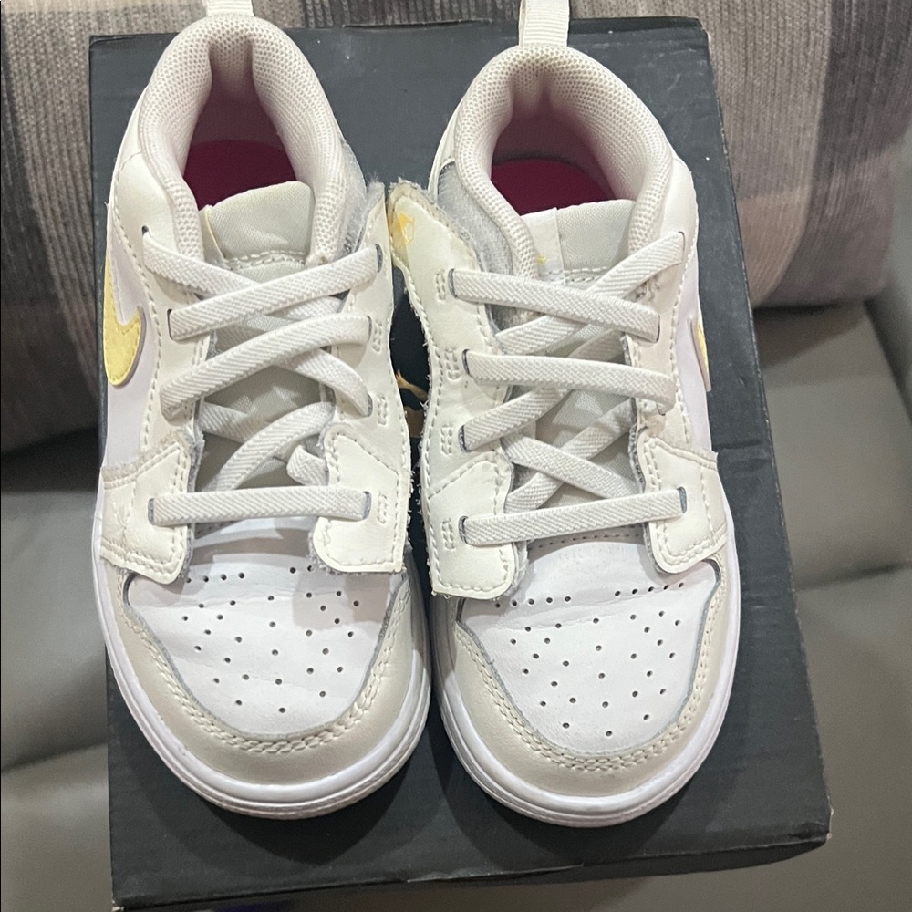 Jordan Kids White and Yellow Sneakers